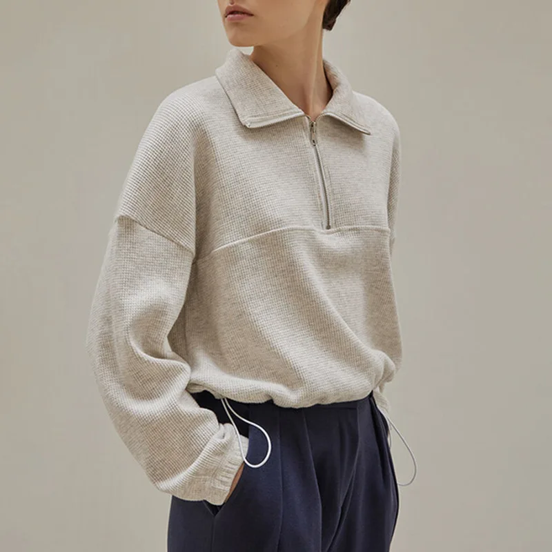 Winter Clothing Aesthetic - Cotton Waffle Zip Up Hoodies Knitted