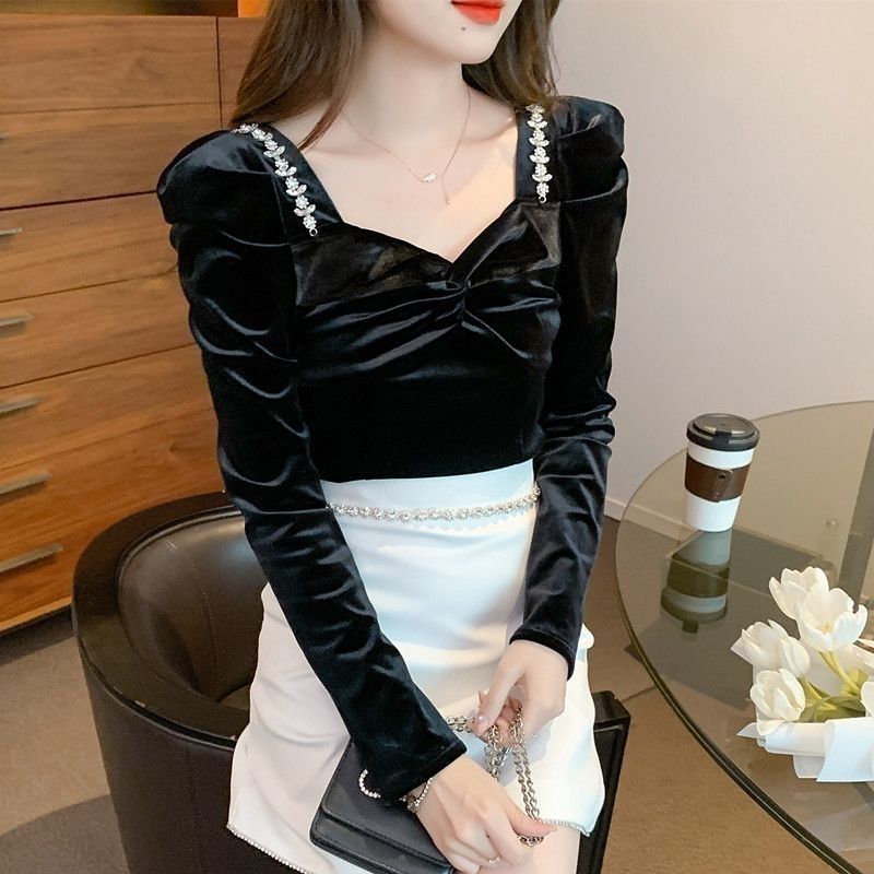 Winter Clothing Trends 2025 Women'S - Slim Fit Velvet Women's Shirt and