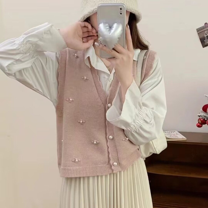 Winter Clothing Trends 2025 Women'S - Pink Knit Vests For Women Casual