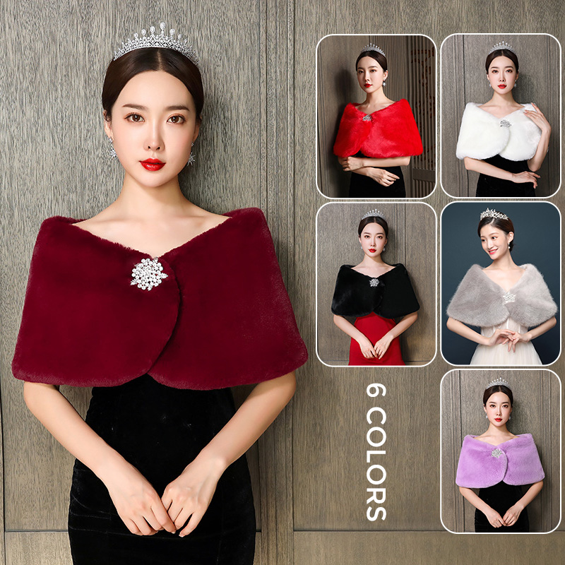 Winter Clothing Design - Women Bridal Shawl Wedding Cape Faux