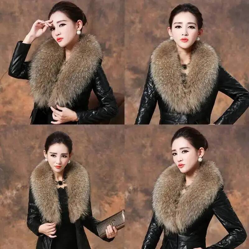 Natural Raccoon Fur Collar Rea - Winter Clothing Design recension och pris
