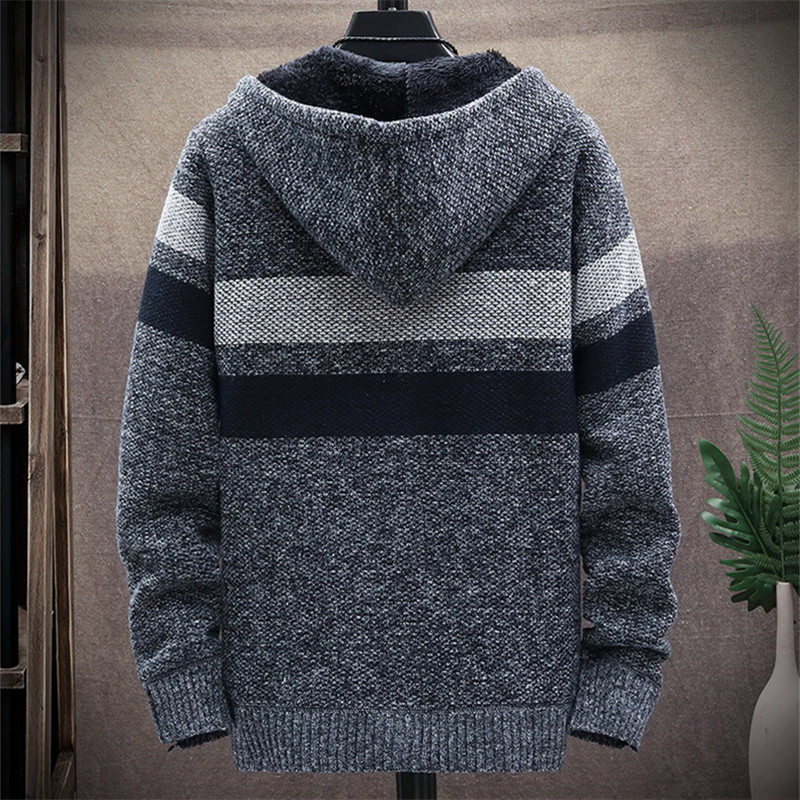 Men's Striped Sweater Coat Thi - Fleece Hoodie Lined recension och pris