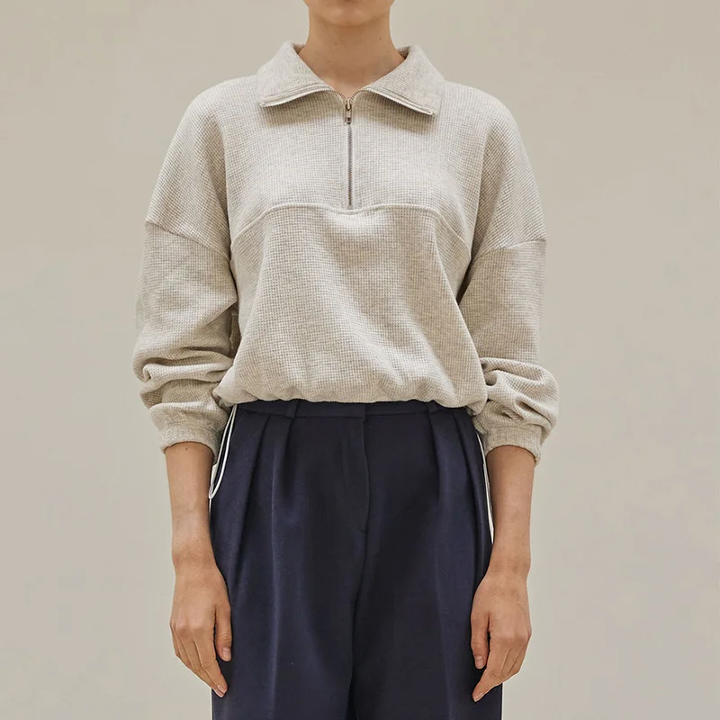 Cotton Waffle Zip Up Hoodies K - Winter Clothing Aesthetic recension och pris