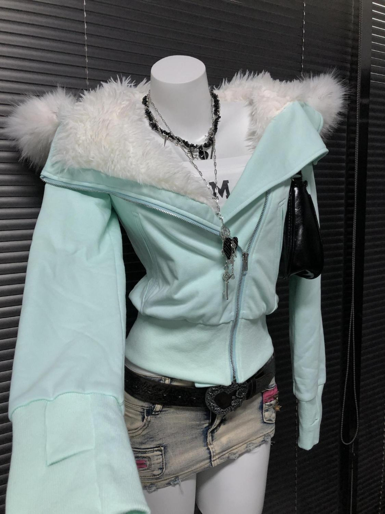 Aesthetic Vintage Slim Hooded  - Winter Clothing Aesthetic recension och pris