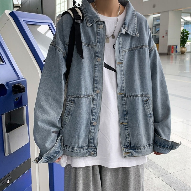 Retro Lapel Men's Denim Jacket - Winter Clothing Aesthetic recension och pris