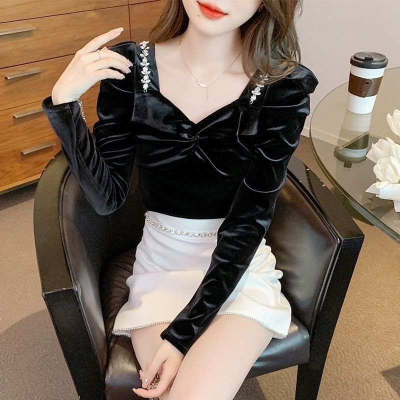 Slim Fit Velvet Women's Shirt  - Winter Clothing Trends 2025 Women'S recension och pris