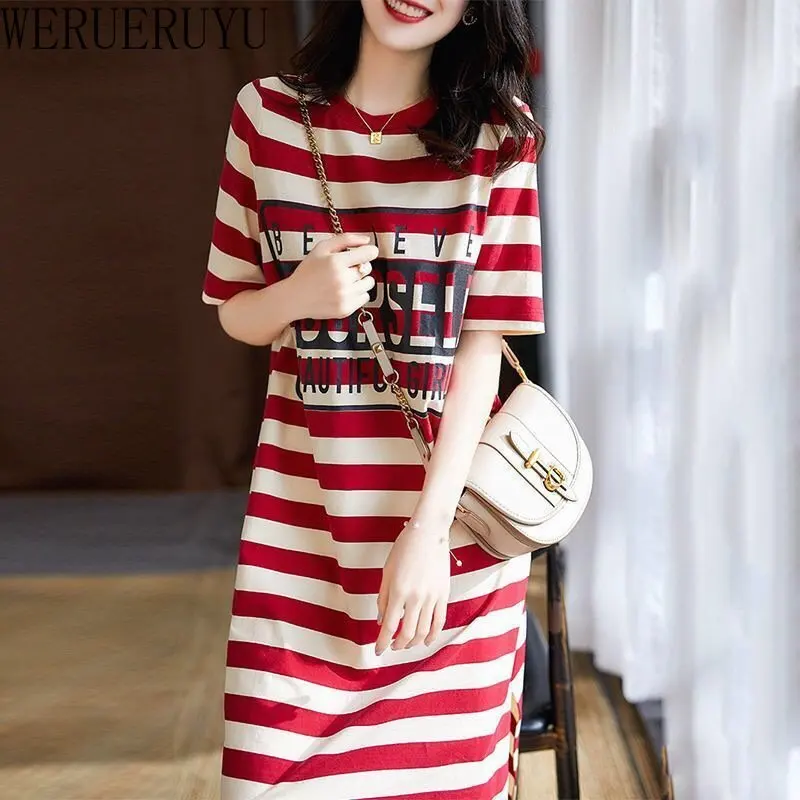 Striped Print Short Sleeve Mid - Winter Clothing Aesthetic recension och pris