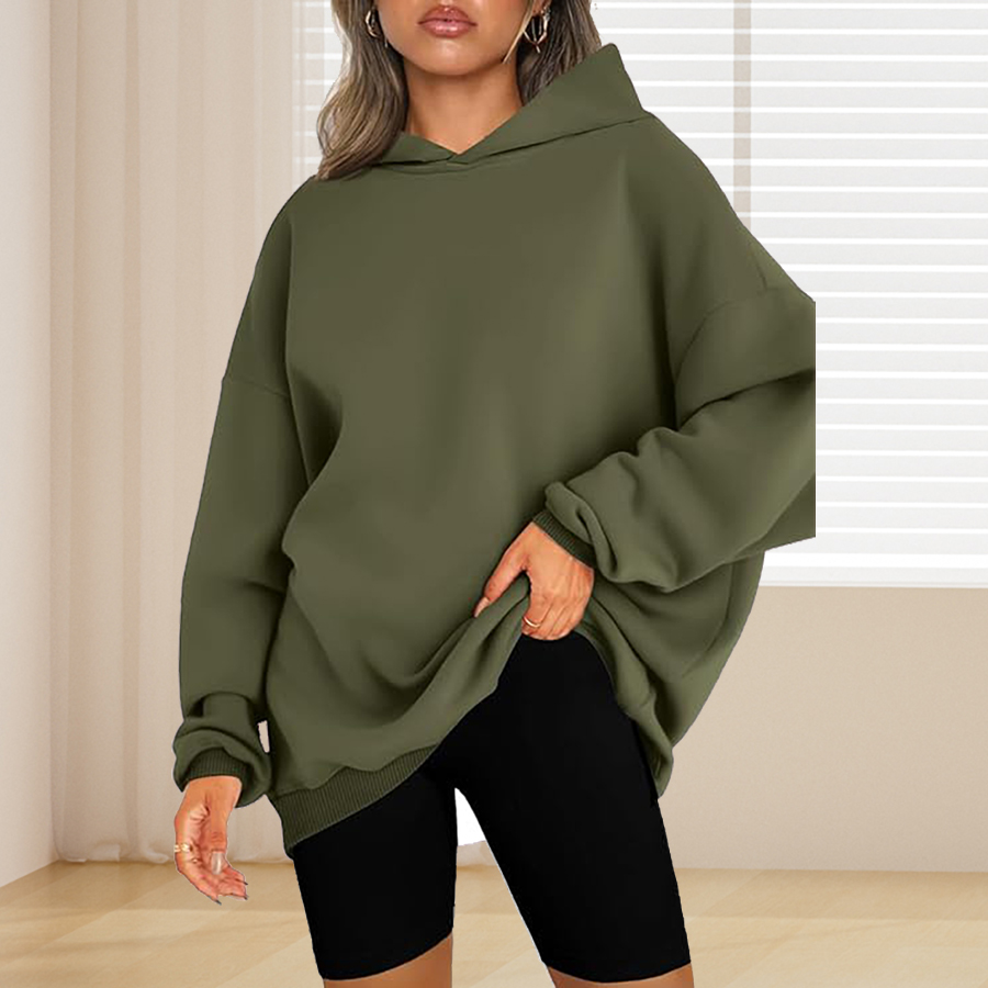 Plus Size Basic Solid Color Ho - Winter Clothing Color recension och pris