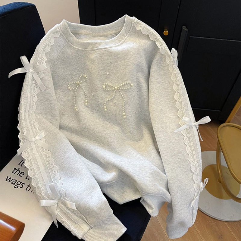 Round Neck Pearl Women's Sweat - Winter Clothing Trends 2025 Women'S recension och pris