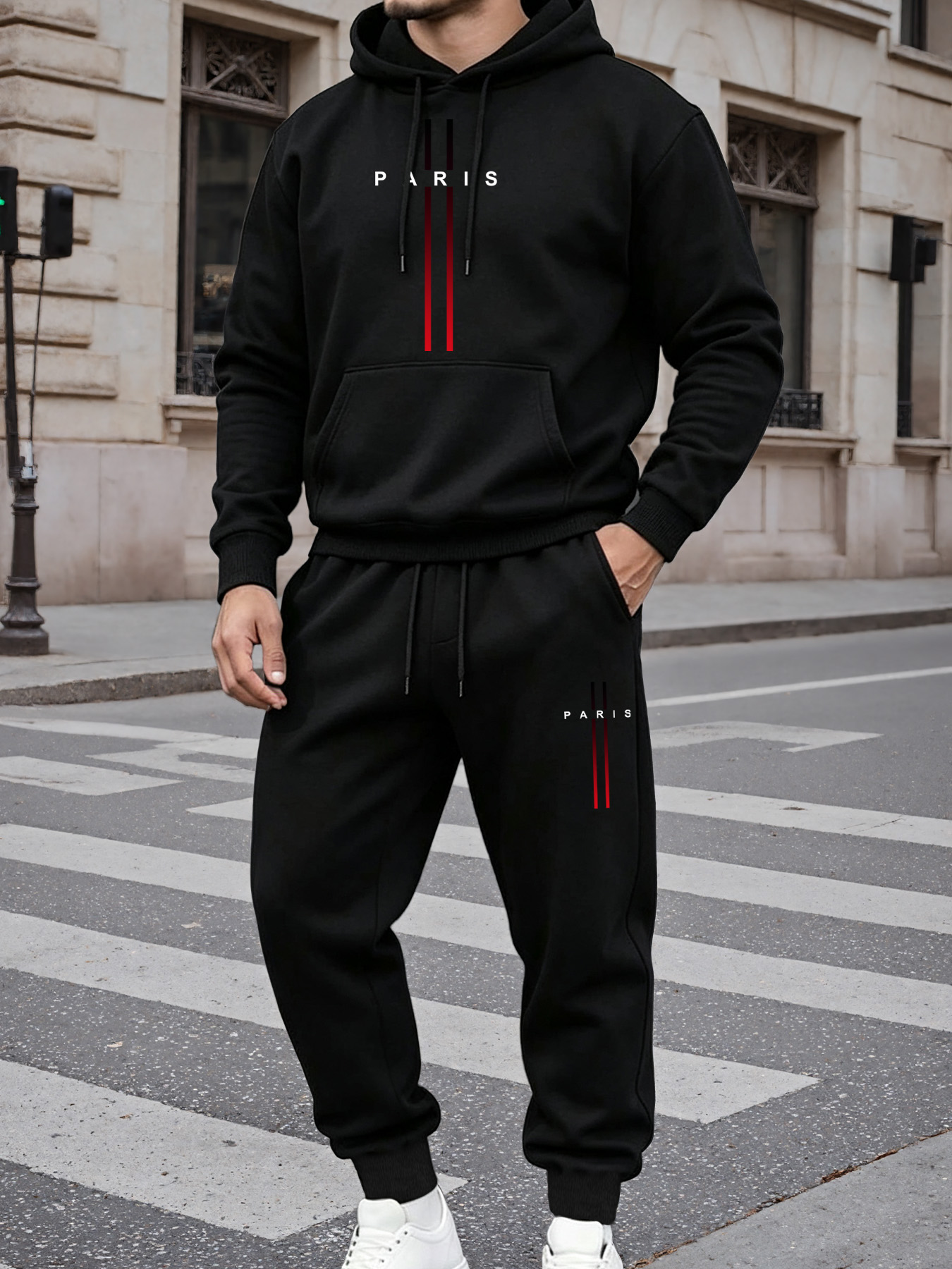 Men Paris Graphic Print Hoodie - Fleece Hoodie Lined recension och pris